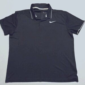 Nike Dri-FIT Polo Black with White Trim Athletic Short Sleeve Men's Large
